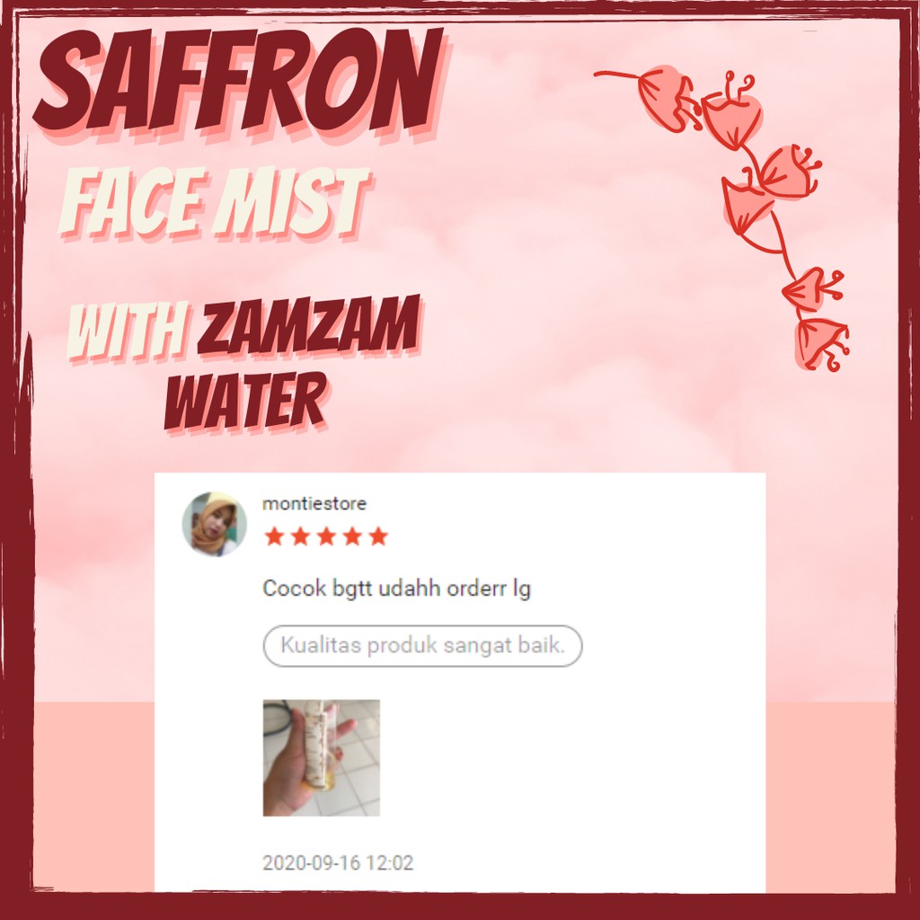 FACE MIST SAFFRON &amp; TONER SAFFRON WITH AIR ZAMZAM / ZAMZAM WATER 100ml BY LOVEABIEE MENGECILKAN PORI