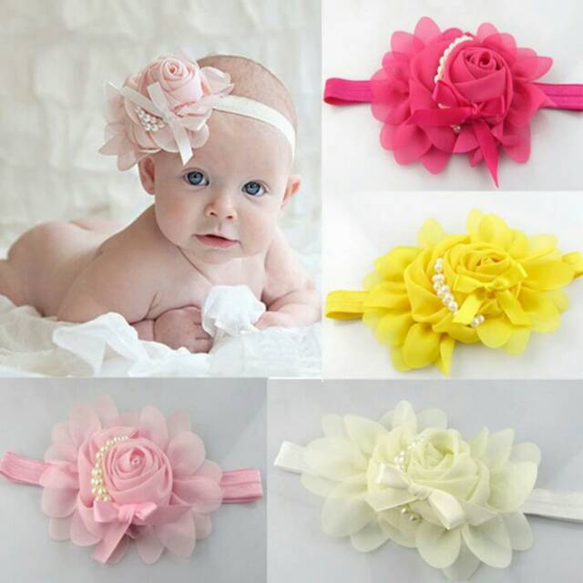 BANDANA BANDO BAYI BABY HEADBAND HAIRBAND ROSE