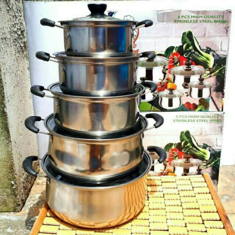 [MUSCLE TUTUP KACA] PANCI SET MUSCLE STAINLESS STEEL TUTUP KACA SET ISI 5PC -