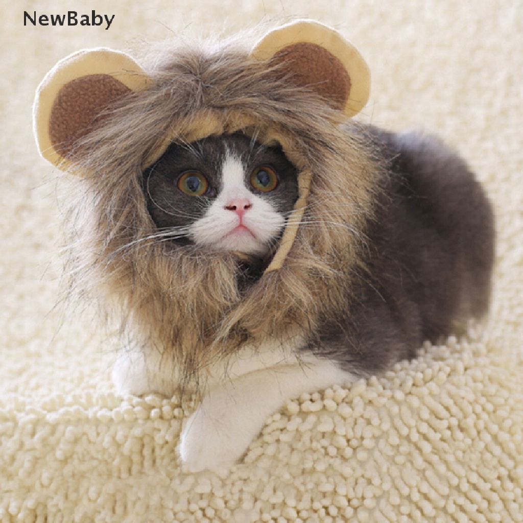 Topi wig Rambut Singa Untuk Kostum halloween Anjing Kucing Peliharaan