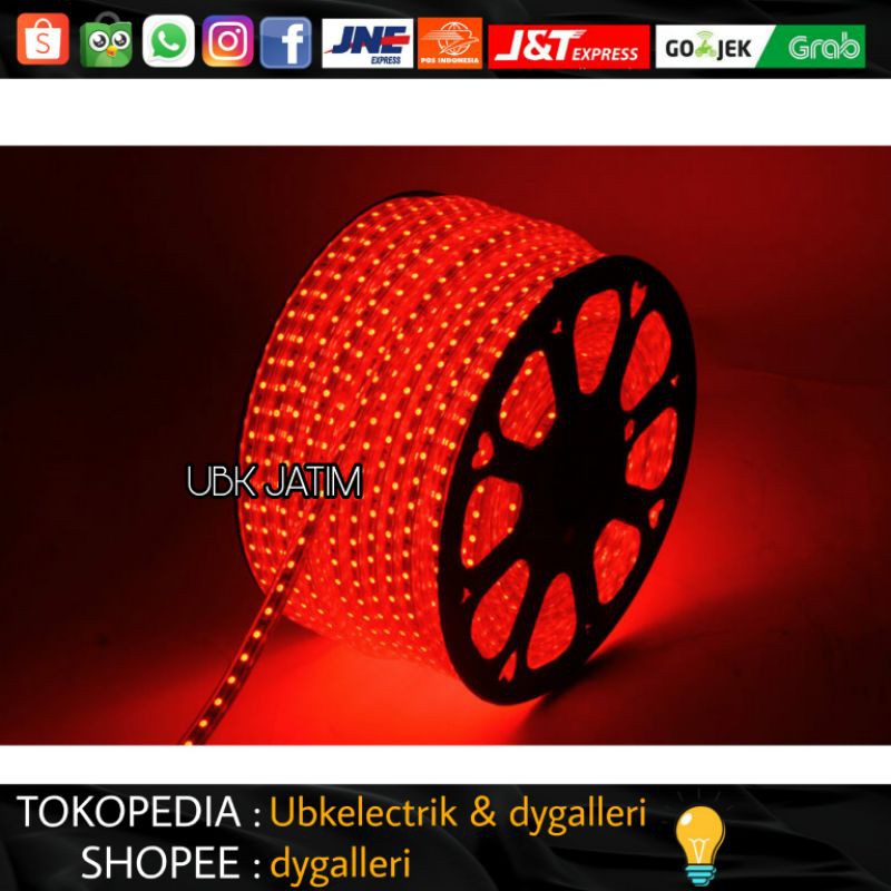 LED SMD 5050 Led Strip Roll 100 Meter 220V  - MERAH