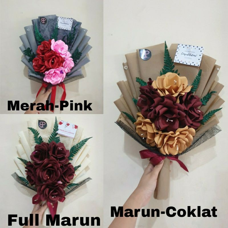 Buket kertas 3 warna murah