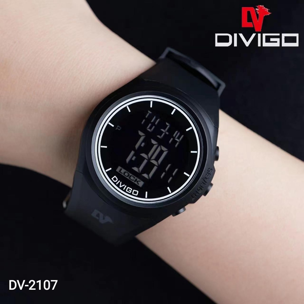 Jam Tangan Pria /Wanita DIVIGO DV-2107 / Jam Tangan Digital LED Original Water Resistant 3ATM