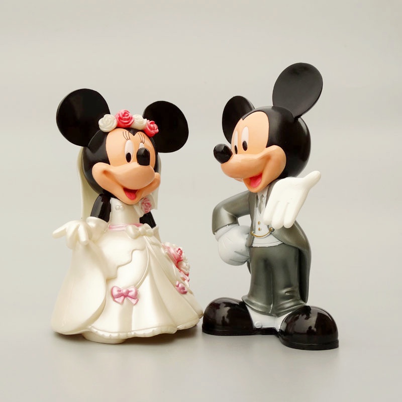 4pcs / Set Mainan Figure Disney Mickey Mouse Dress Pernikahan Minnie Mouse Gaya China Barat Untuk Dekorasi