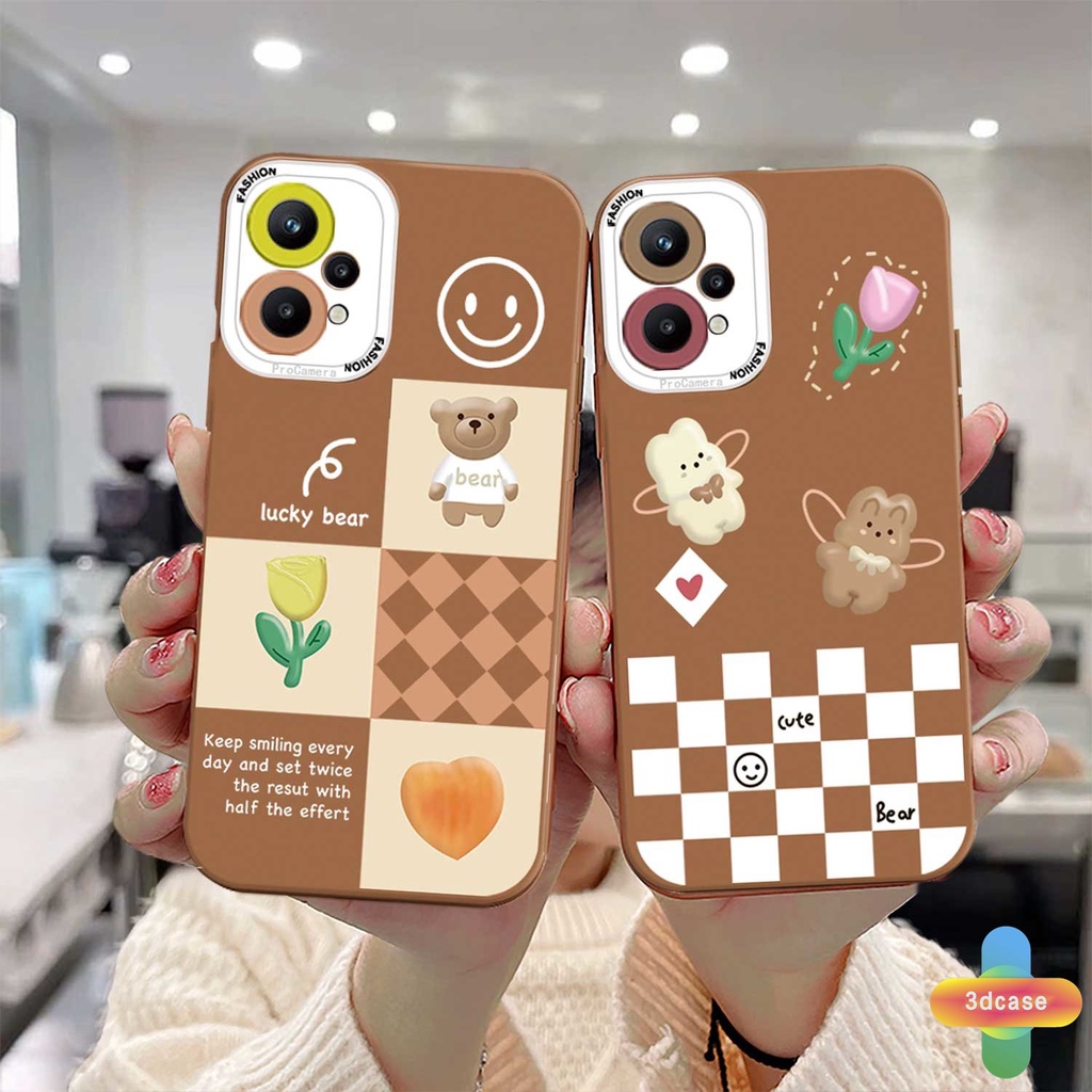 Luxury Kotak-Kotak Beruang Lucu Smiley Soft TPU Case Untuk Samsung A12 A32 A52 A51 A03S A10S A50 A20S J7 Prime A02S A20 A72 A50S A10 A30S A52S A30 M12 M10 M01S A54 A15 A16 A9 A5 Y12 Y20 A12