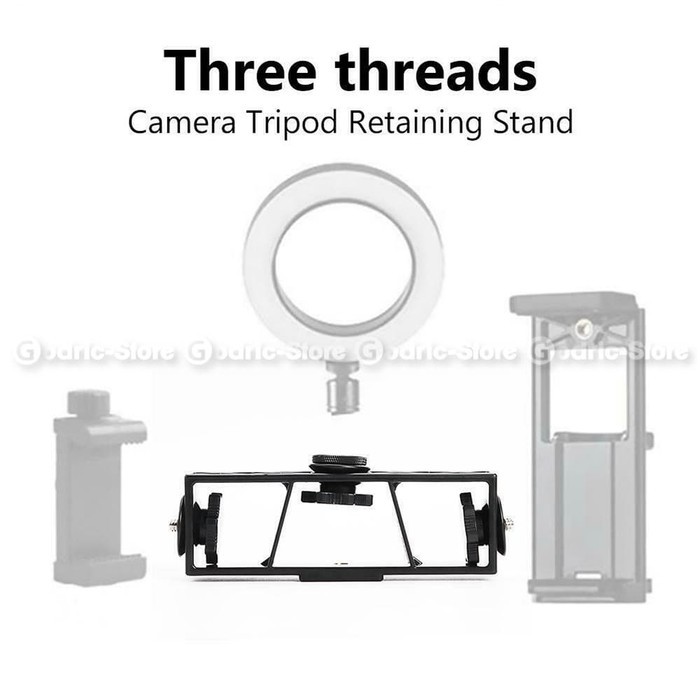 3 Triple Thread Adapter Bracket Extension 1/4 Extra Holder HP / MIC di Tripod Ring Light Vlog