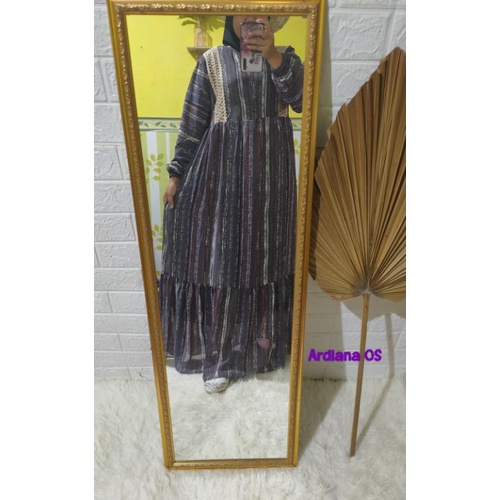 Gamis motif serat kayu