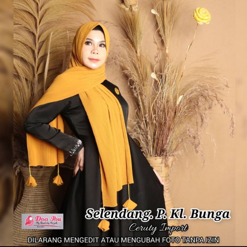 HIJAB PASMINA PLISKET PED KL BUNGA/DOA IBU/ORIGINAL 100%