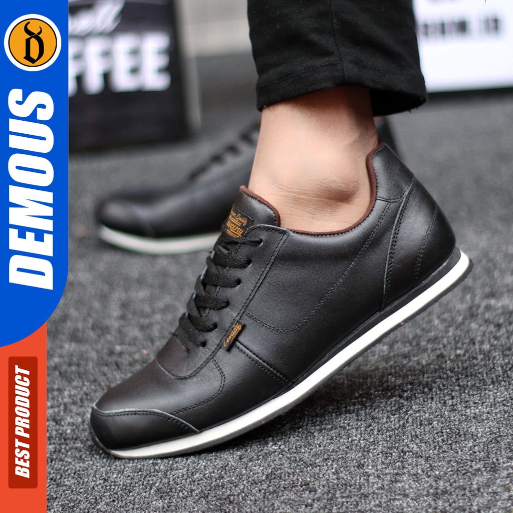 DEMOUS Morley - Sepatu Casual Sneakers Tali Pria Kulit Asli