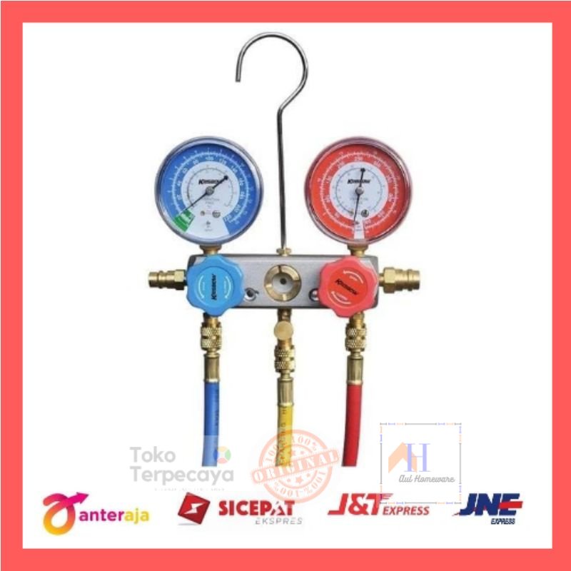 Krisbow Set Testing Manifold Untuk AC Mobil Tabung Freon R134a 90 Cm