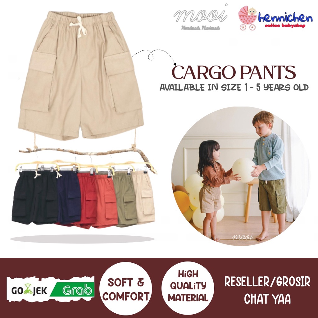 PROMO 7.7 PROMO BAJU LEBARAN MURAH MOOI SHORT CARGO PANTS CELANA CARGO PENDEK ANAK FASHION ANAK 1-5 TAHUN