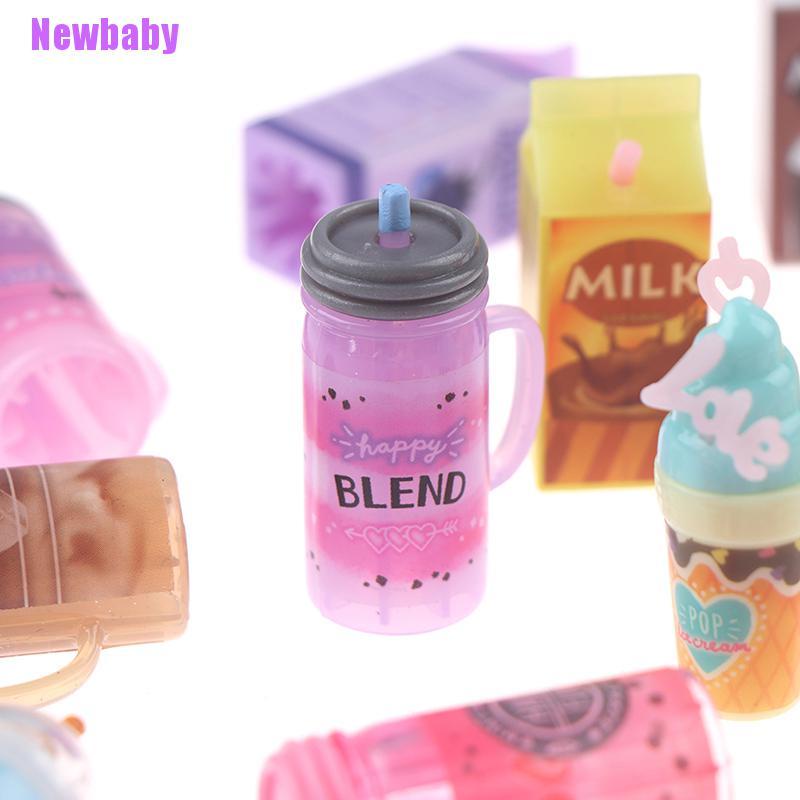 (Newbaby) 3pcs / set Mainan Miniatur Botol Minuman Jus Skala 1: 12 Untuk Aksesoris Rumah Boneka