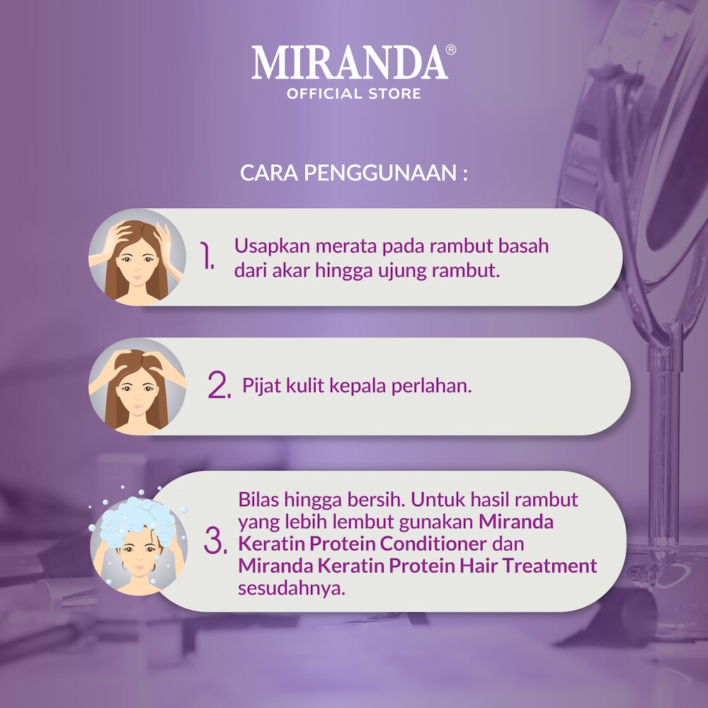 Miranda Keratin Protein Hair Shampoo (Perawatan Rambut Shampo) 100ml