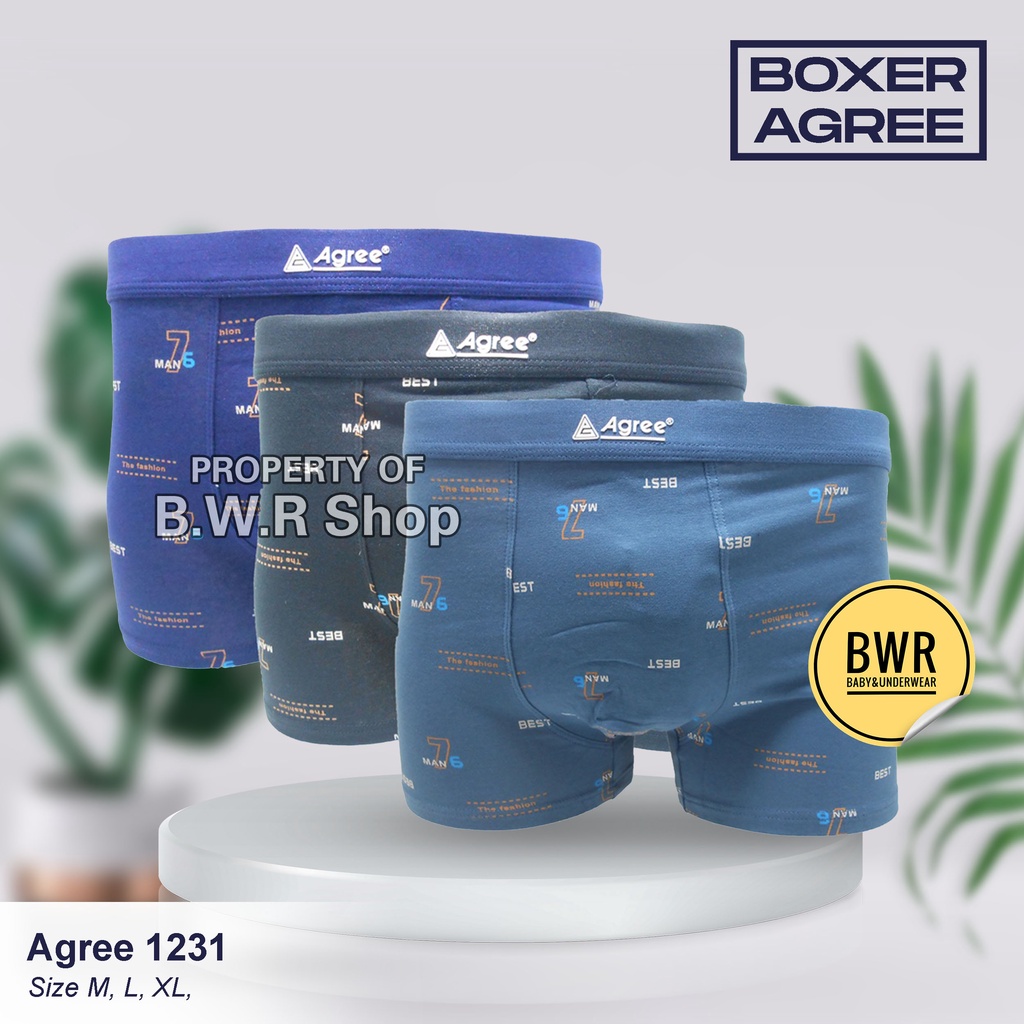 [ 3pc ] AGREE | CD BOXER AGREE SPORT 1231 / Celana Dalam Pria Boxer Motif / CD Boxer Agree Pria 1231