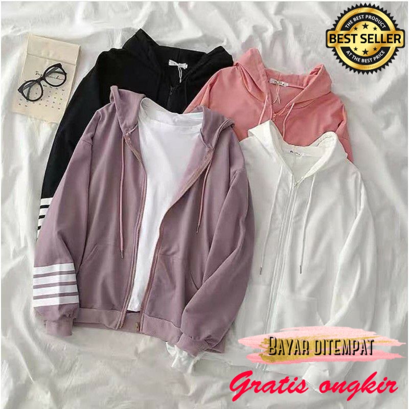jaket sweater abg remaja Jaket Hoodie Zopy Zipper Fleece korea cod m l