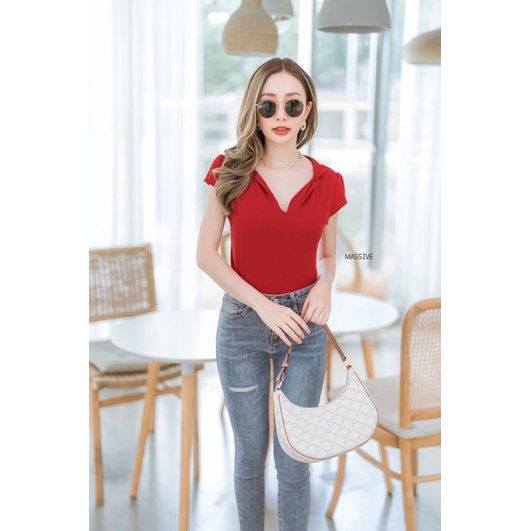 ATASAN MASSIVE MODEL KERAH VNECK IMPORT BANGKOK (BJMSV388)