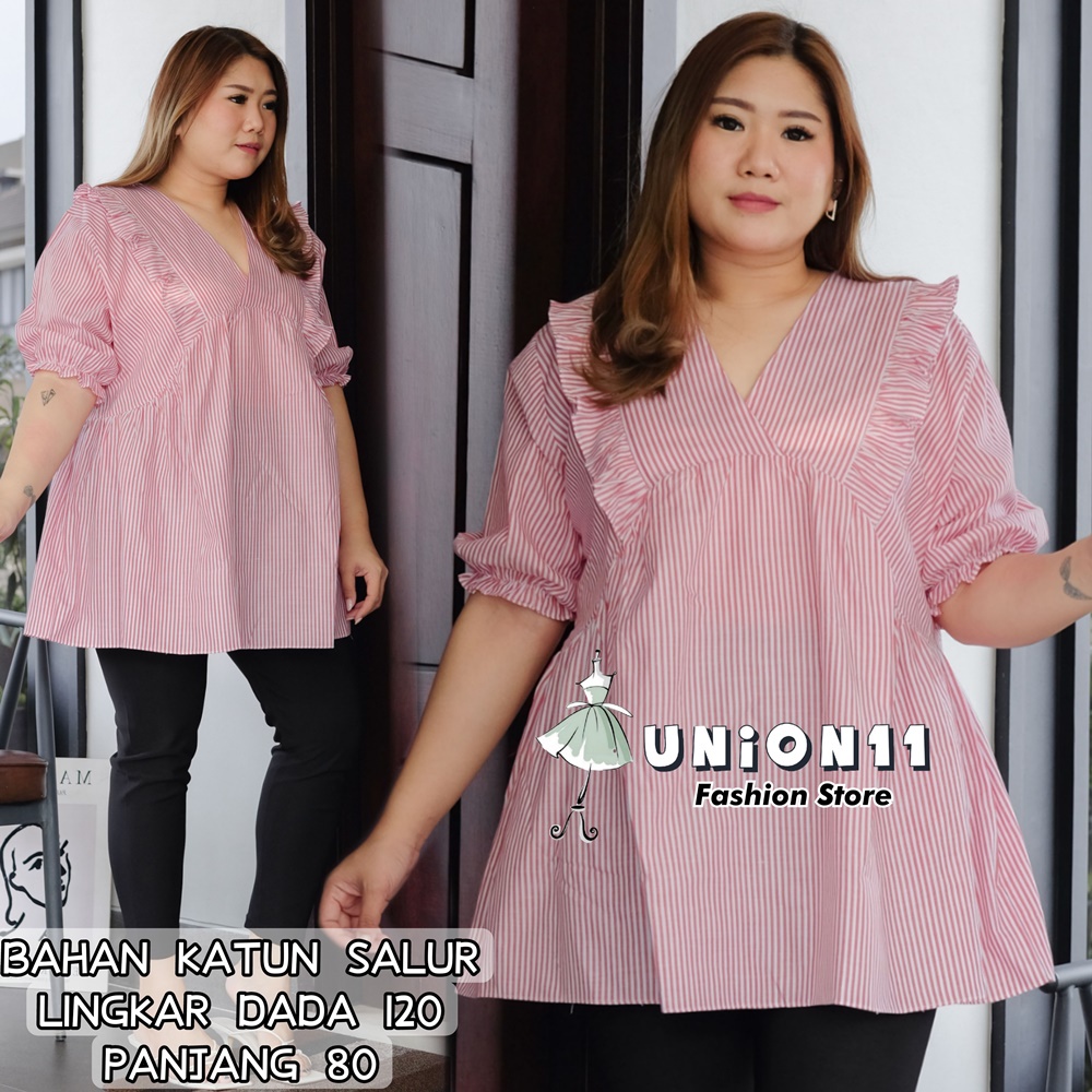 UNION11 - ATASAN JUMBO WANITA LD 120 / BLOUSE WANITA JUMBO / ATASAN JUMBO XXXL WANITA / BAJU JUMBO WANITA VANES ANGEL-S-19 RED