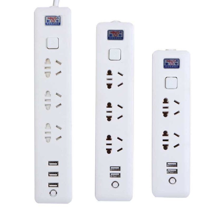 Powerstrip 3 USB Port + 3 Electric Plug dengan LED Indikator -BR22