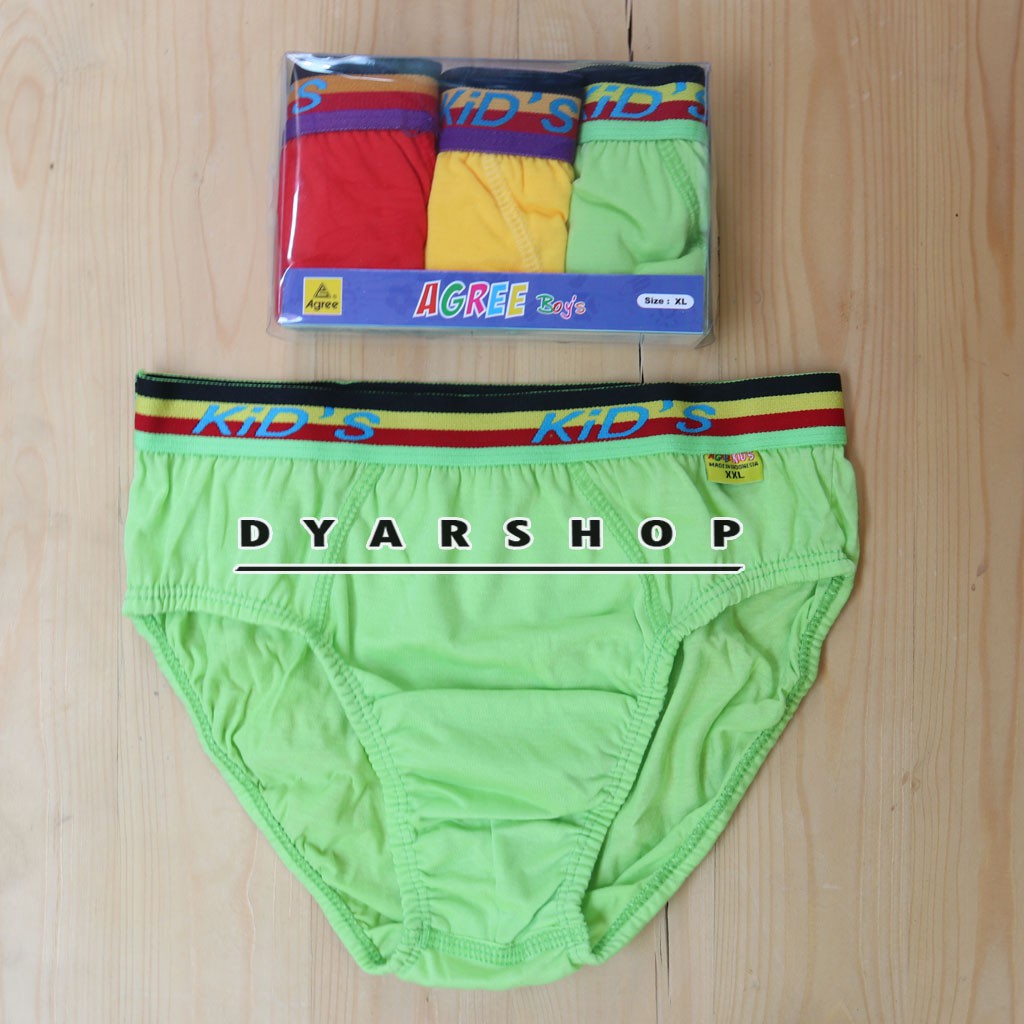 [ 3 pcs ] CD Agree Kids AG-200 | Agree Kids Celana Dalam Anak Laki Laki Polos CD Harian AG 200 Berku