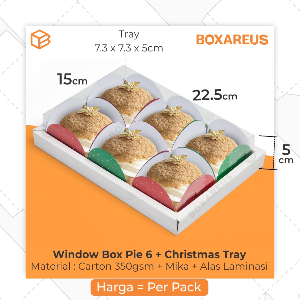 Box Natal Pie Packaging Mika Sekat 6 Dus Kue Christmas Tart Packaging | WB Pie 6