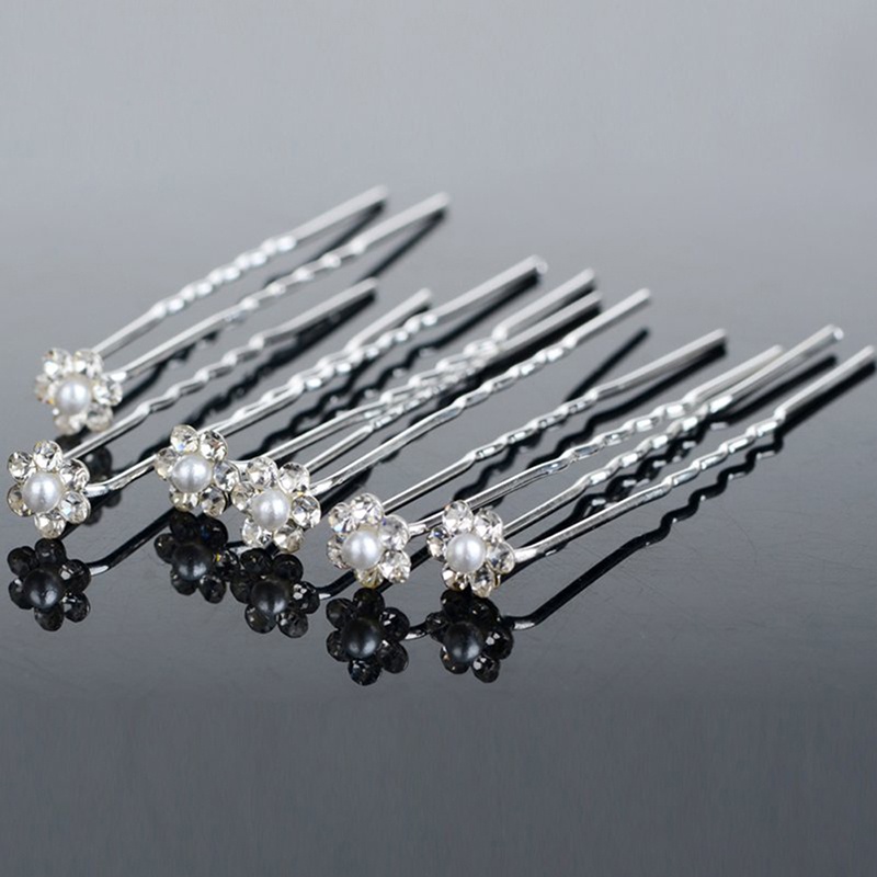 {LUCKID}40 PCS Wedding Hair Pins Crystal Pearl Flower Bridal Hairpins Hair Accessories