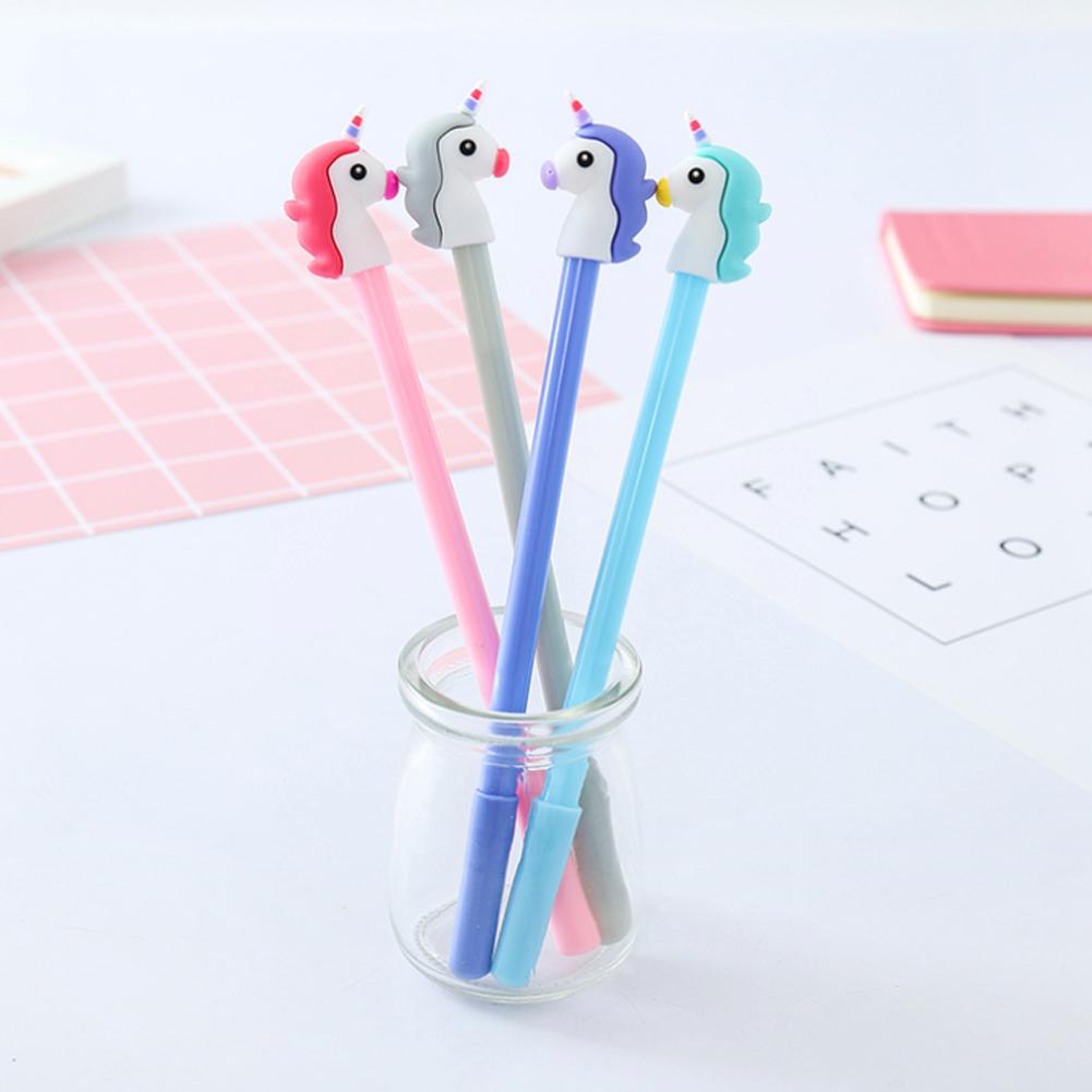 【TK】4 Patterns Cartoon Unicorn Gel Pen Kawaii Stationery 0.5 MM Cute Pen Black Ink School Office Supply