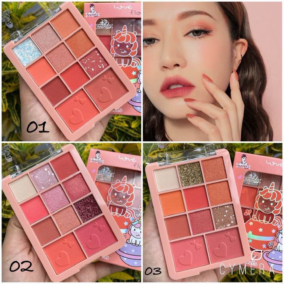 SHERBY's Love of Paris Palette 9 Eyeshadow + 2 Blusher Grosir Kosmetik Kode SH8005-02