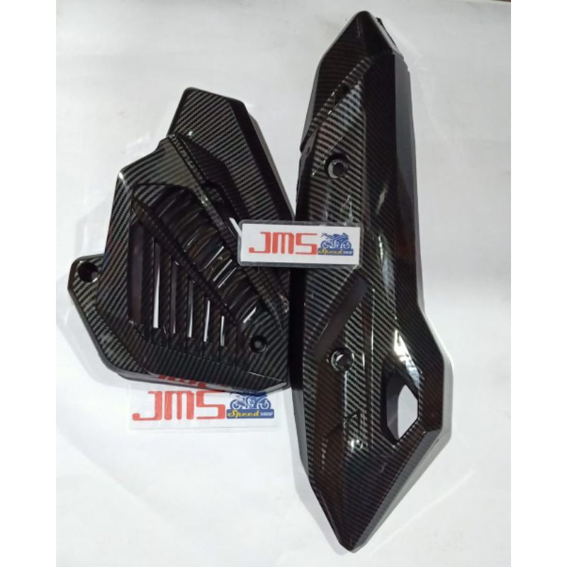 cover tutup carbon knalpot dan cover radiator carbon honda vario 125/150 led lama set zoro