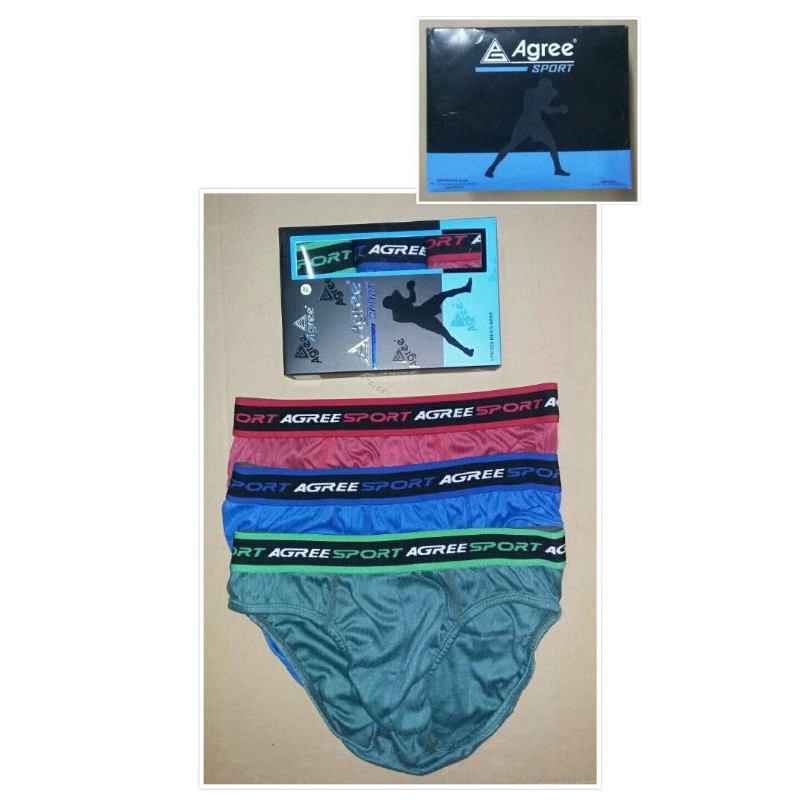 3 Pcs CD Agree Sport 2308 Pria Dewasa | Celana Dalam Agree Karet Boxer Sport Men's Brief | Sguna