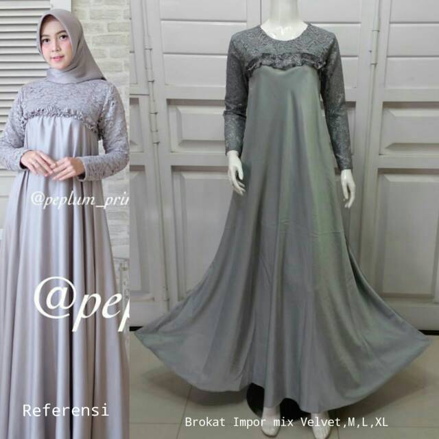 Gamis Kombi Brokat Zemeira Real Pict