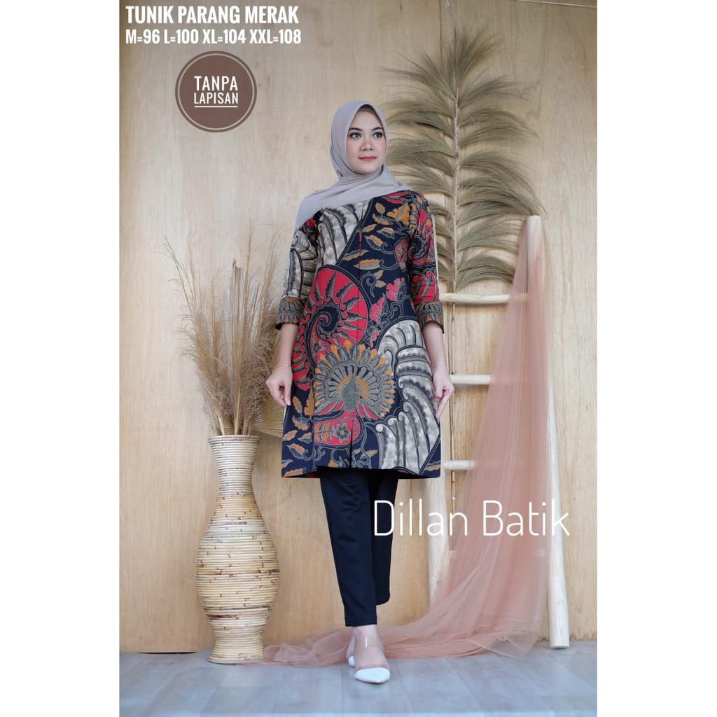 Batik Solo Tunik Parang Merak Dilan Batiksoloamanah 130.000