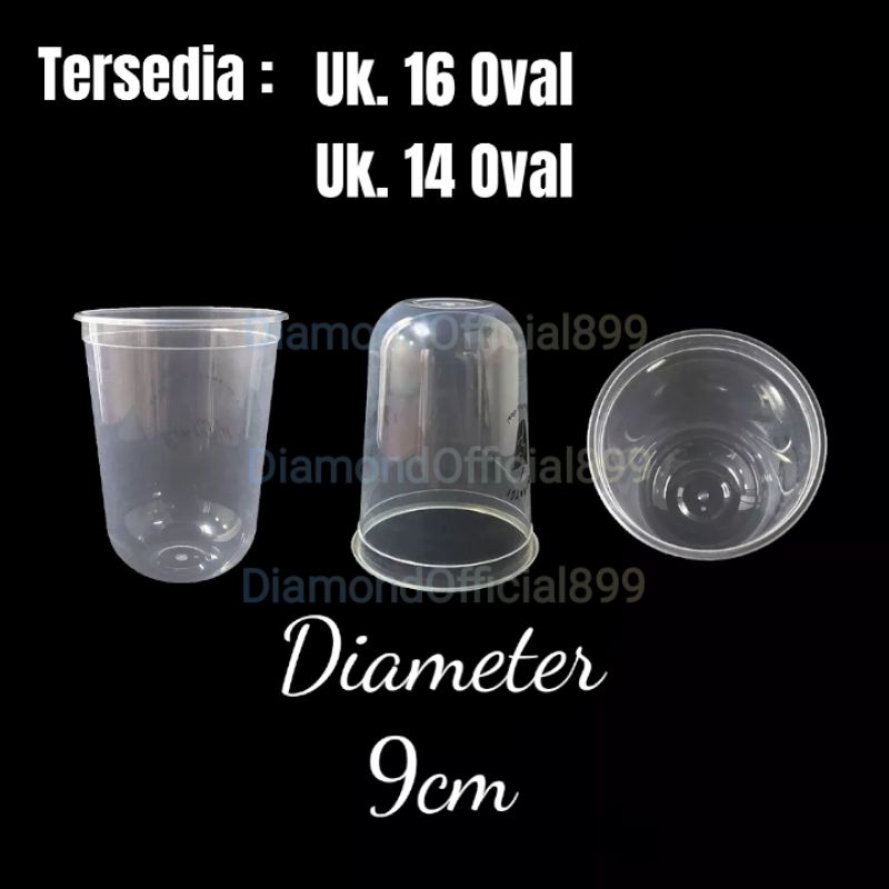 Gelas Plastik PP 14OVAL Plastic Cup PP 16OVAL U - CUP