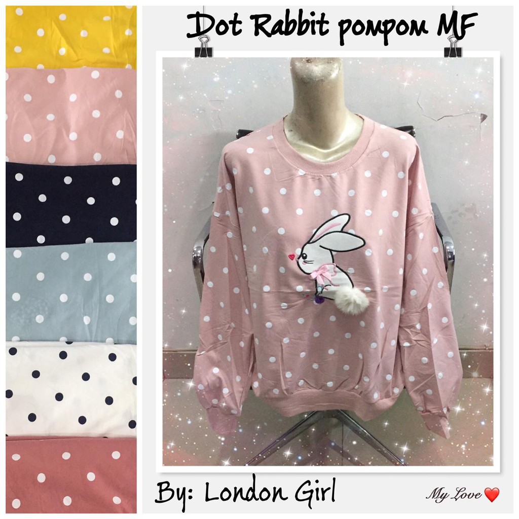 

DOT RABBIT POMPOM MF PJG isi 6 pc @ 70