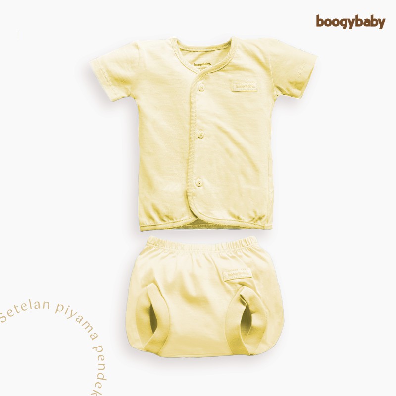 Makassar ! Setelan Pendek Bayi BOOGYBABY Basic Solid Compact 0-6 BLN ( 1 PSG )