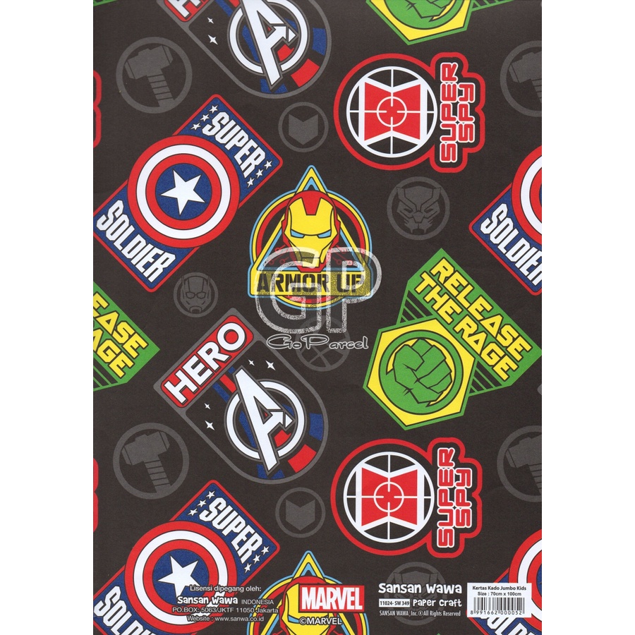 ( 5 Lembar ) JUMBO HEROES SANWA - KERTAS KADO COWO - GIFT WRAP PAPER SANSAN WAWA CARS /  CONSTRUCTION TRUCKS VINTAGE SUPERHEROES / SUPERMAN / BATMAN / IRON MAN / CAPTAIN AMERICA / DC COMIC / AVENGERS / HULK / CARS / PIRATES / BAJAK LAUT / SAILOR1