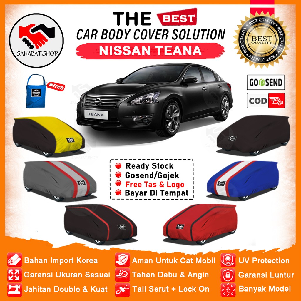 Sahabat Body Cover Mobil Teana / Sarung Penutup Nissan Teana Outdoor / Selimut Tutup Mantel Jas Pelindung Kerudung Kerodong Mantol Mobil Sedan Teana Waterproof Anti Air Model Orange