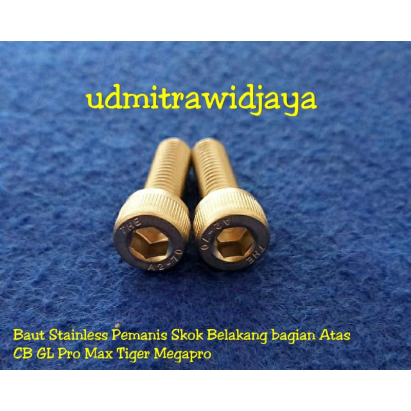 Baut L Shokbeker Belakang atas Honda Gl Megapro Tiger Stainless Baut Shok Stainless baut L stenlis pemanis shock skok belakang bagian atas  CB GL Pro Max Tiger Megapro dll....