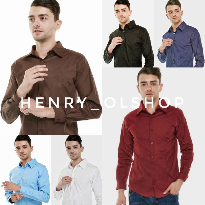 KEMEJA PRIA POLOS LENGAN PANJANG UKURAN XS S M L XL BAJU COWOK MUSLIM LAKI LAKI KEKINIAN BASIC BAGUS