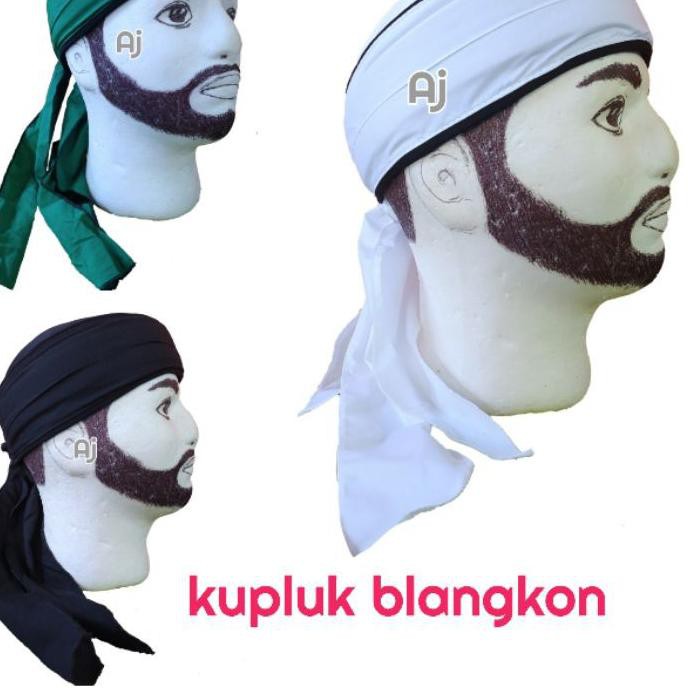 10 ✰ peci kupluk udeng iket blangkon imamah hitam putih polos praktis muslim ,,,