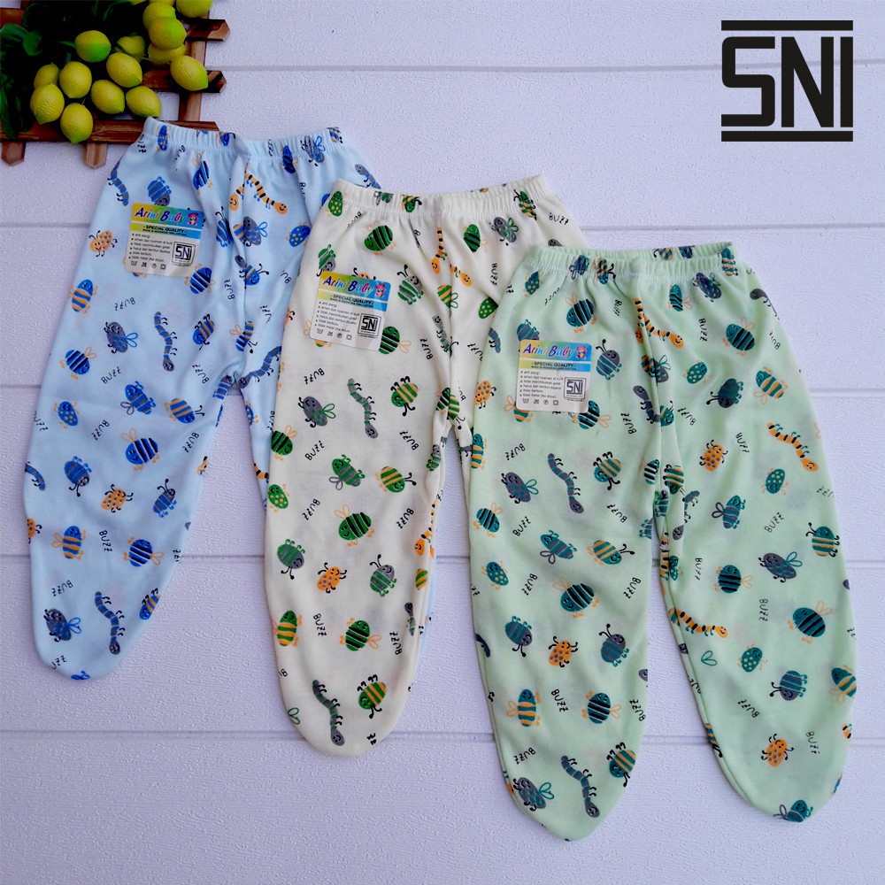 3 PCS Celana Tutup Kaki SNI Motif Warna Bayi Baru Lahir 0-6 Bulan DNW BABY