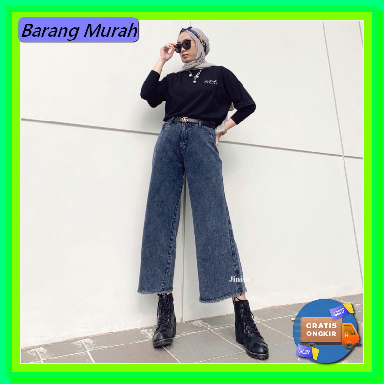Celana Jeans Wanita Jins Jin Levis Terbaru Modis Bf Boyfriend Cut WW773 Jiniso - Highwaist Kulot Je