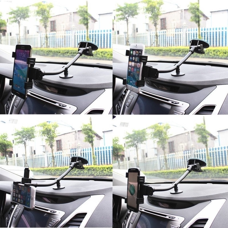 Penopang lengan panjang ipad holder Universal car Tablet PC holder tablet support Braket kaca depan Bracket panel instrumen Baki hisap dudukan tablet Dapat berputar 360 derajat Dapat disesuaikan dengan menekuk Biasa digunakan untuk 6-10 inci