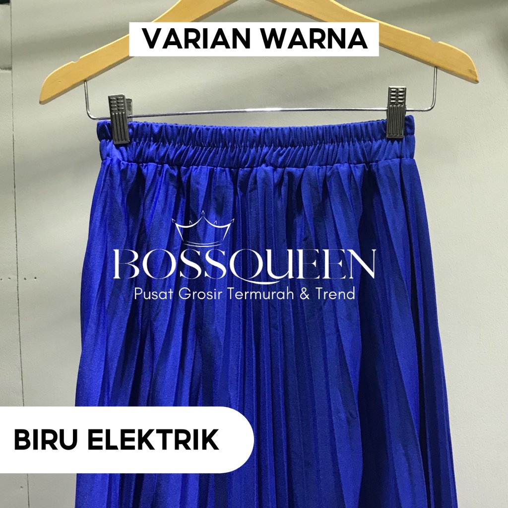 ROK PLISKET BAWAHAN PANJANG JUMBO/ROK. KERJA WANITA MUSIMAH TERMURAH TERLARIS-Biru elektrik