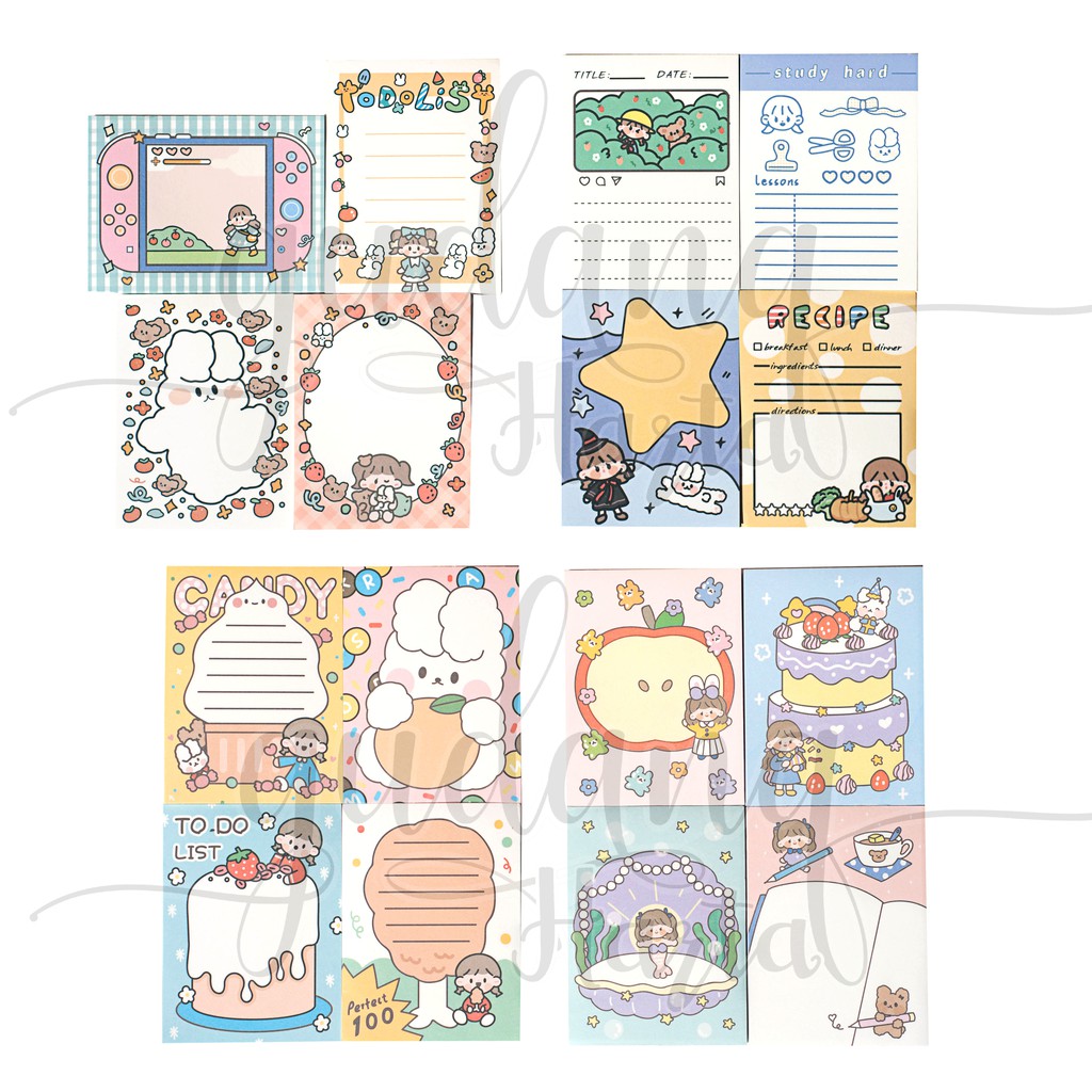 Memo SET 4 Motif Memopad Lucu Banyak Motif DIY Scrapbook GH 301432