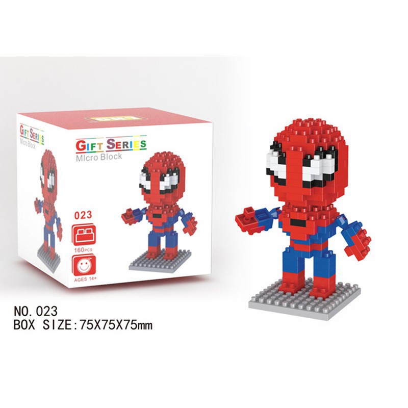 Original Box Superhero Building Blocks Spider Man Thor Superman Mainan Patung Rakitan Mini Untuk Hadiah Anak