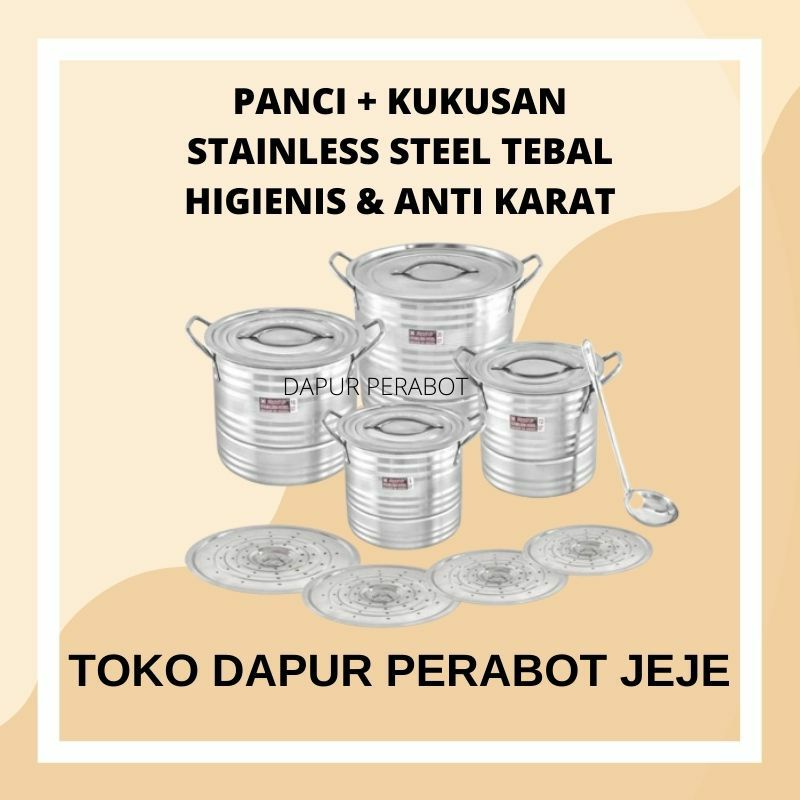 PANCI KUKUSAN DANDANG STEAMER KUKUS  STAINLESS TUTUP KACA SERBAGUNA BESAR KECIL
