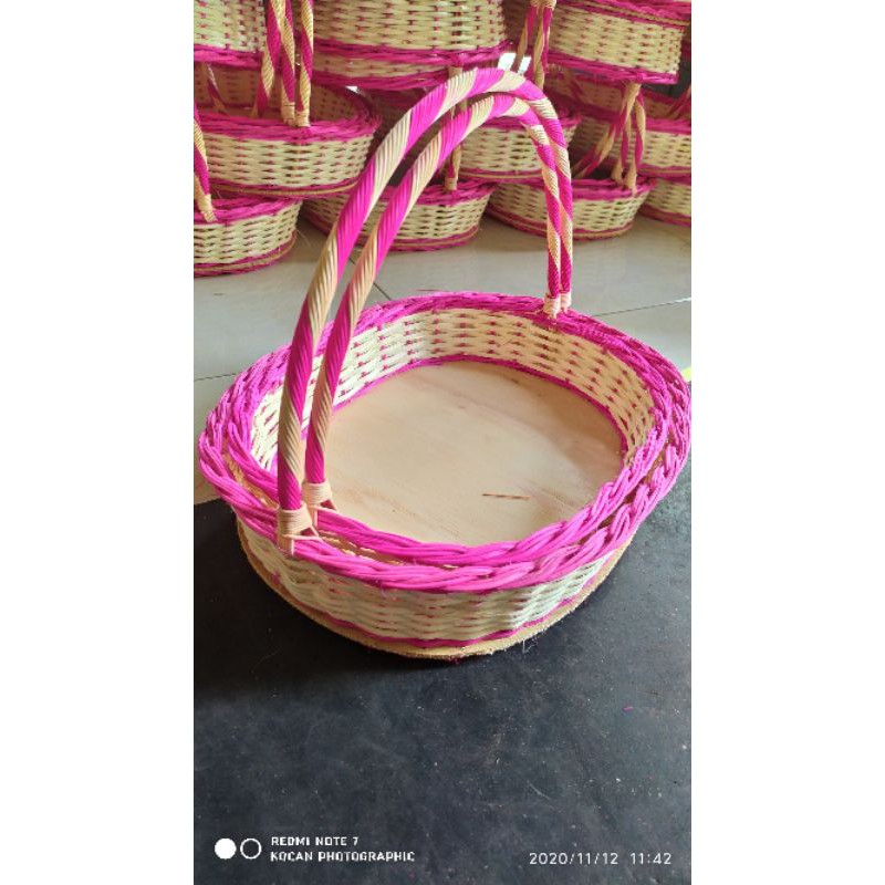 (1set isi 2pcs) parcel keranjang buah rotan