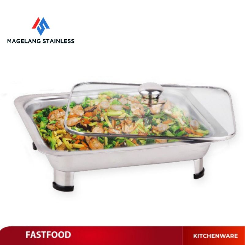 TEMPAT MAKANAN PRASMANAN TUTUP KACA/PANCI PRASMANAN  STAINLESS TUTUP KACA