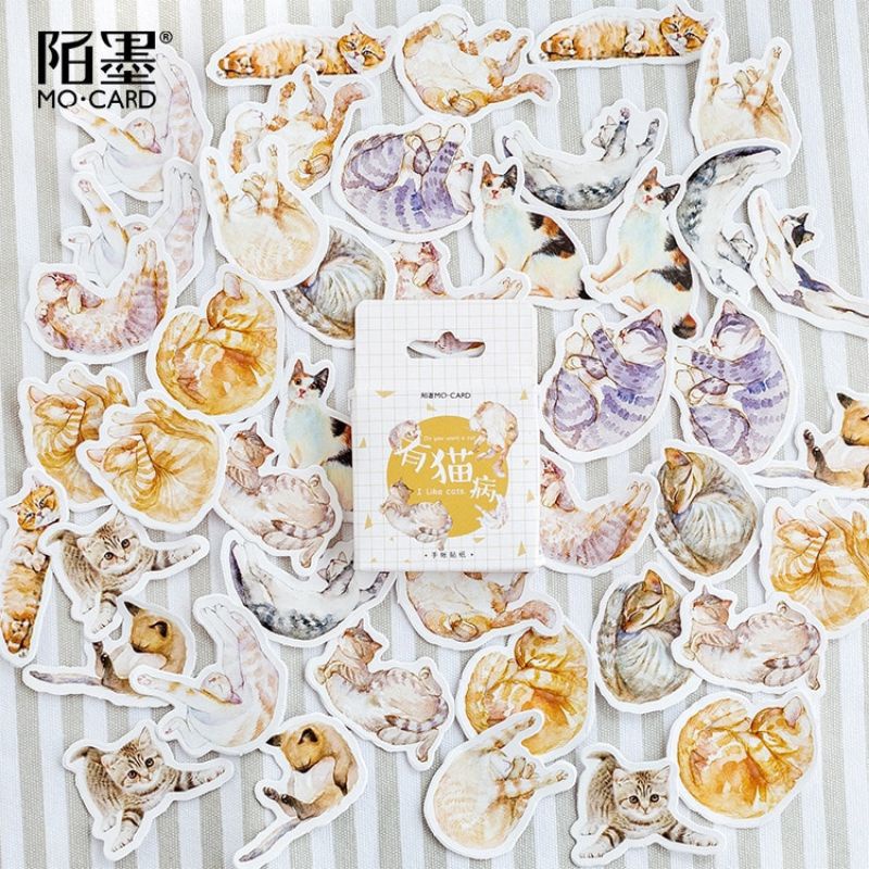 Stiker Kucing Lucu untuk Scrapbook, Jurnal, Diary