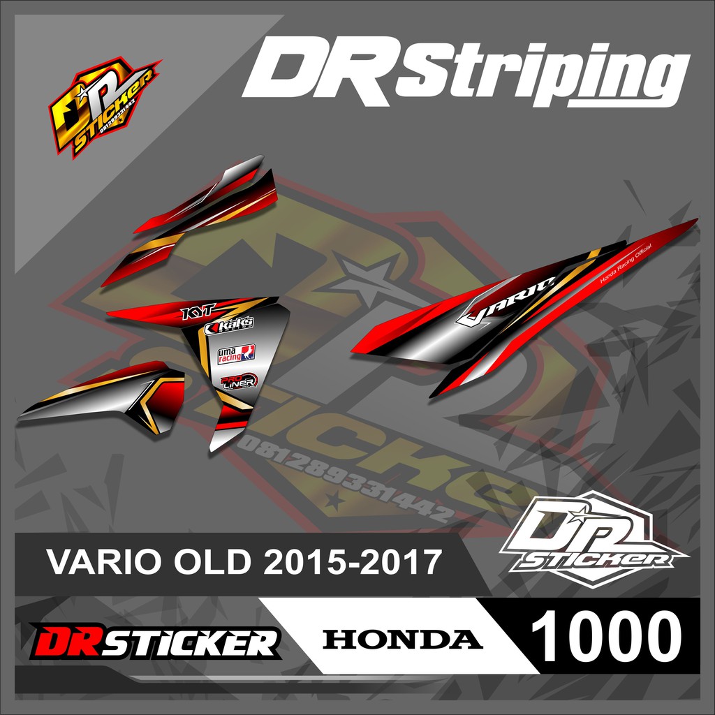1000 (COD) STRIPING STICKER VARIO 125-150 OLD 2015-2017 DESAIN GOLD EMAS RACING SEMI FULL Stiker Mon